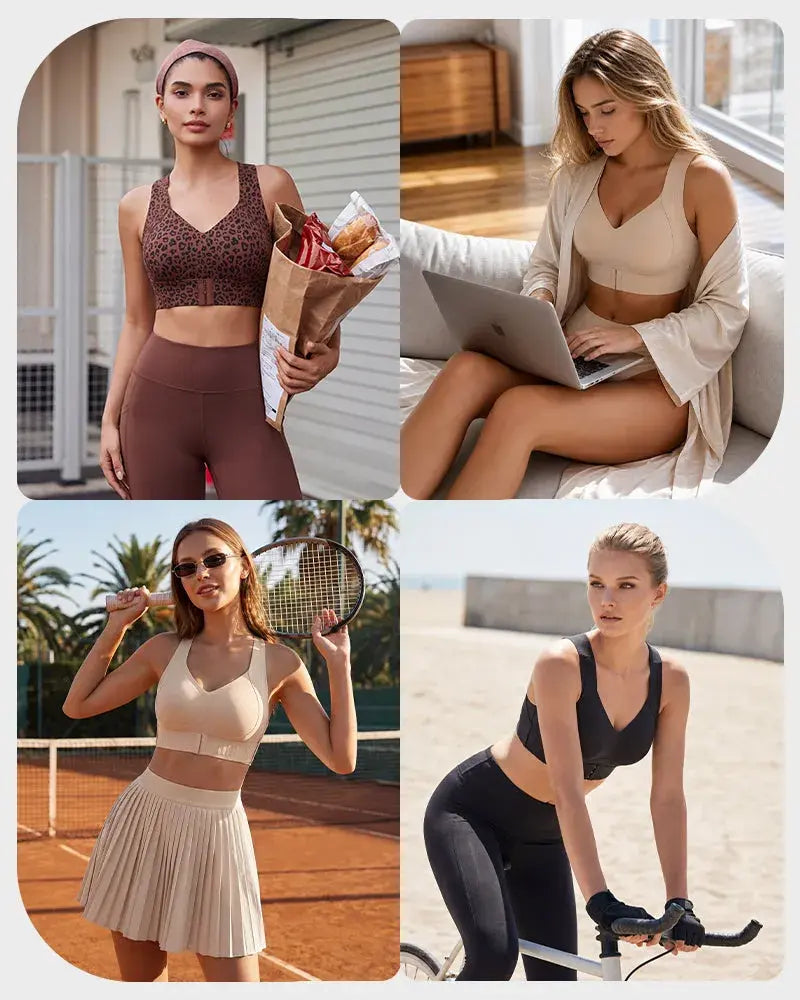 Posture Support Wireless Bra with Adjustable Front Band