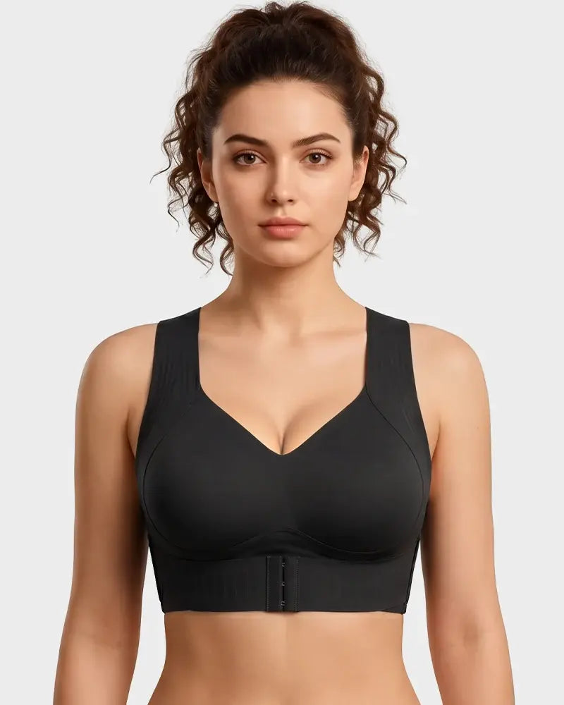 Posture Support Wireless Bra with Adjustable Front Band