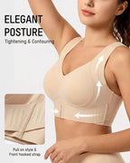 Posture Support Wireless Bra with Adjustable Front Band