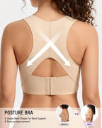 Posture Support Wireless Bra with Adjustable Front Band