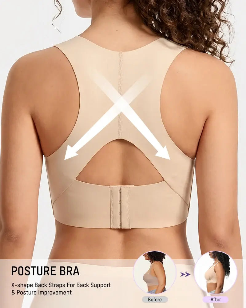 Posture Support Wireless Bra with Adjustable Front Band