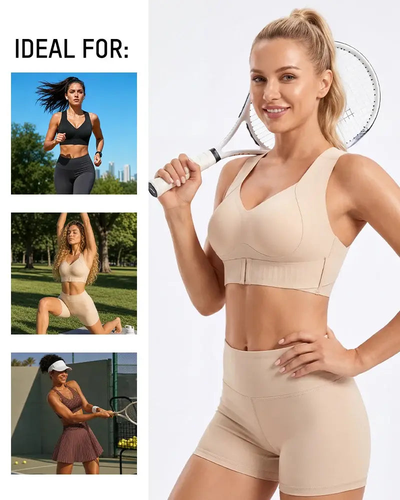 Posture Support Wireless Bra with Adjustable Front Band