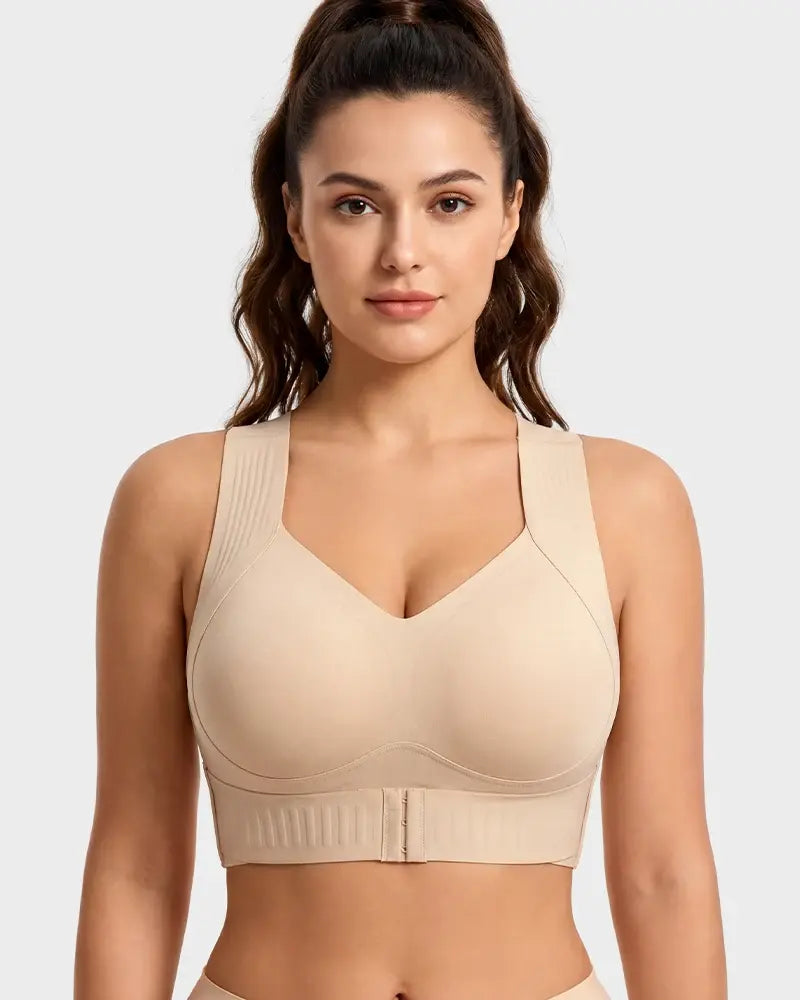 Posture Support Wireless Bra with Adjustable Front Band